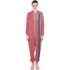 Rosa Grau Streifen Hooded Jumpsuit (ladies) by 2607694c