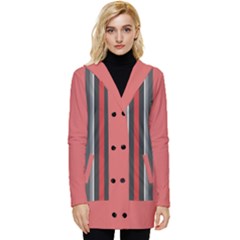 Rosa Grau Streifen Button Up Hooded Coat  by 2607694c