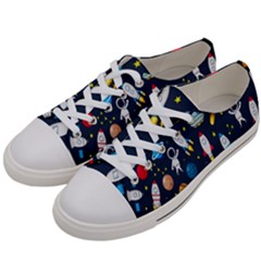 Big Set Cute Astronauts Space Planets Stars Aliens Rockets Ufo Constellations Satellite Moon Rover V Women s Low Top Canvas Sneakers by Bedest