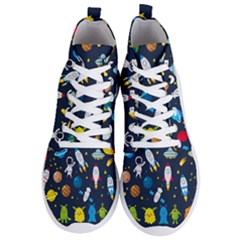 Big Set Cute Astronauts Space Planets Stars Aliens Rockets Ufo Constellations Satellite Moon Rover V Men s Lightweight High Top Sneakers by Bedest