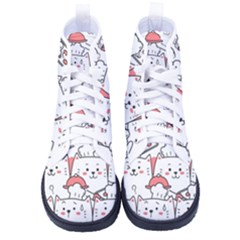 Cute Cat Chef Cooking Seamless Pattern Cartoon Kid s High-top Canvas Sneakers by Bedest