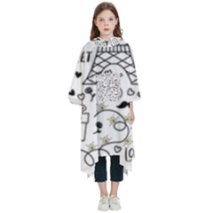 Big Collection With Hand Drawn Objects Valentines Day Kids  Hooded Rain Ponchos by Bedest