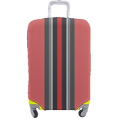 Dunkelrot4 Rosa Grau Streifen Dunkelrot3 Luggage Cover (large) by 2607694c