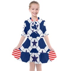 Patriotic Symbolic Red White Blue Kids  All Frills Chiffon Dress by Ravend