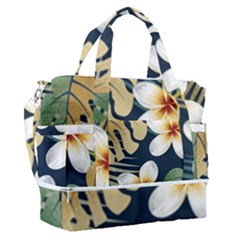 Seamless Pattern With Tropical Strelitzia Flowers Leaves Exotic Background Sports Shoulder Bag With Shoes Compartment by Ket1n9