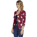 Flat Design Christmas Pattern Collection Art Women s One-Button 3/4 Sleeve Short Jacket View2