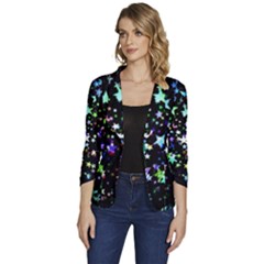 Christmas Star Gloss Lights Light Women s One-button 3/4 Sleeve Short Jacket by Ket1n9