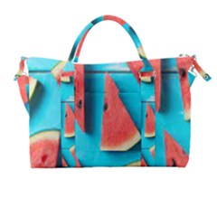 Watermelon Blue Background Carry-on Travel Shoulder Bag by Azkajaya