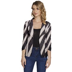 Zebra Zebra Pattern Zebra Fur Zebra Print Strip Women s One-button 3/4 Sleeve Short Jacket by Azkajaya