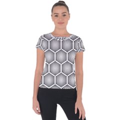 Halftone Tech Hexagons Seamless Pattern Short Sleeve Sports Top  by Ket1n9