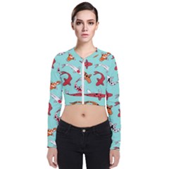 Pattern With Koi Fishes Long Sleeve Zip Up Bomber Jacket by Ket1n9