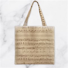 Vintage Beige Music Notes Zipper Grocery Tote Bag by Loisa77