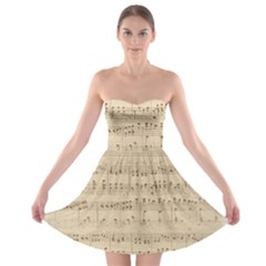 Vintage Beige Music Notes Strapless Bra Top Dress by Loisa77