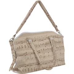 Vintage Beige Music Notes Canvas Crossbody Bag by Loisa77