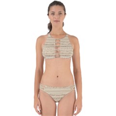 Vintage Beige Music Notes Perfectly Cut Out Bikini Set by Loisa77