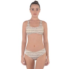 Vintage Beige Music Notes Criss Cross Bikini Set by Loisa77