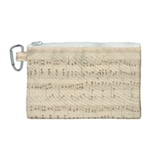 Vintage Beige Music Notes Canvas Cosmetic Bag (medium) by Loisa77