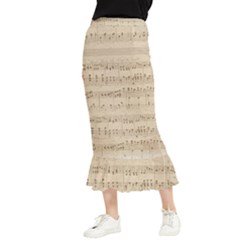 Vintage Beige Music Notes Maxi Fishtail Chiffon Skirt by Loisa77