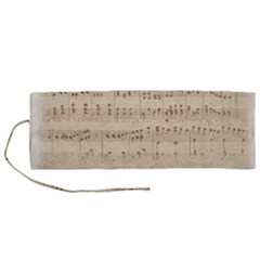 Vintage Beige Music Notes Roll Up Canvas Pencil Holder (m) by Loisa77