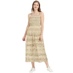 Vintage Beige Music Notes Boho Sleeveless Summer Dress by Loisa77