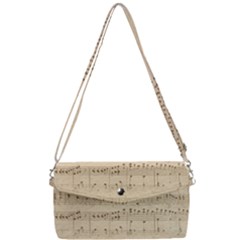 Vintage Beige Music Notes Removable Strap Clutch Bag by Loisa77