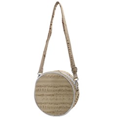 Vintage Beige Music Notes Crossbody Circle Bag by Loisa77