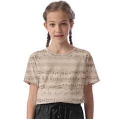 Vintage Beige Music Notes Kids  Basic T-shirt by Loisa77