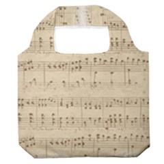 Vintage Beige Music Notes Premium Foldable Grocery Recycle Bag by Loisa77