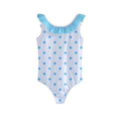 Girls  Frill Swimsuit (light Blue Polka-dot)  by dollfacedesignz1