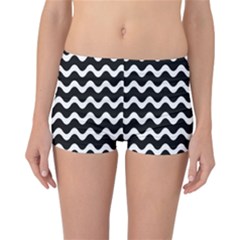 Wave-black White Reversible Boyleg Bikini Bottoms by kyorashop23