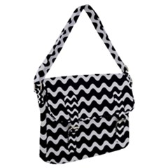 Wave-black White Buckle Messenger Bag by kyorashop23