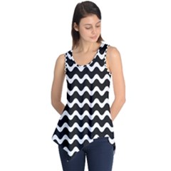 Wave-black White Sleeveless Tunic by kyorashop23