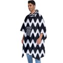 Wave-black White Men s Hooded Rain Ponchos View2