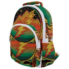 Grateful Steal Your Face Deadhead Hippie Logo Symbol Rounded Multi Pocket Backpack by Loisa77