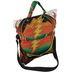 Grateful Steal Your Face Deadhead Hippie Logo Symbol Fold Over Handle Tote Bag by Loisa77