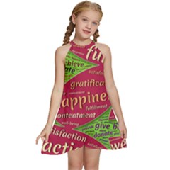 Fulfillment Satisfaction Happiness Kids  Halter Collar Waist Tie Chiffon Dress