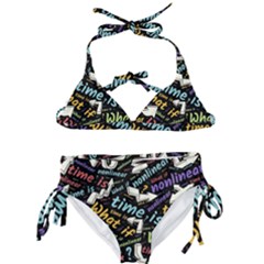 Time Nonlinear Curved Linear Kids  Classic Bikini Set