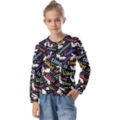 Time Nonlinear Curved Linear Kids  Long Sleeve T-shirt With Frill 