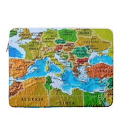 World Map 15  Vertical Laptop Sleeve Case With Pocket by Ket1n9