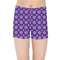 White Pentacle And Purple Pattern Kids  Sports Shorts by cheekywitch