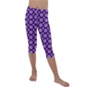 White pentacle and purple pattern Kids  Lightweight Velour Capri Leggings  View1