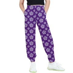 White Pentacle And Purple Pattern Kids  Joggers by cheekywitch