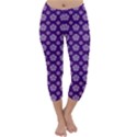 White pentacle and purple pattern Capri Winter Leggings  View1