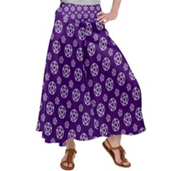 White Pentacle And Purple Pattern Women s Satin Palazzo Pants by cheekywitch