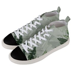 Banana Leaf Plant Pattern Men s Mid-top Canvas Sneakers by anzea