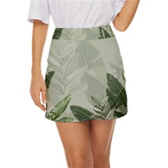 Banana Leaf Plant Pattern Mini Front Wrap Skirt by anzea