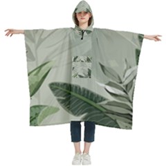 Banana Leaf Plant Pattern Women s Hooded Rain Ponchos by anzea