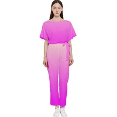 Gradient Pink - Pastel Yellow Pink Rosa Batwing Lightweight Chiffon Jumpsuit by 2607694c