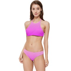 Gradient Pink - Pastel Yellow Pink Rosa Banded Triangle Bikini Set