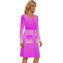 Gradient Pink - Pastel Yellow Pink Rosa Long Sleeve Dress With Pocket View3